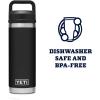 imageYETI Rambler 18 oz Bottle Leakproof Vacuum Insulated Stainless Steel with Chug Cap RidgelineBlack