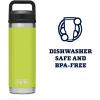 imageYETI Rambler 18 oz Bottle Leakproof Vacuum Insulated Stainless Steel with Chug Cap RidgelineChartreuse