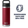 imageYETI Rambler 18 oz Bottle Leakproof Vacuum Insulated Stainless Steel with Chug Cap RidgelineHarvest Red
