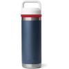 imageYETI Rambler 18 oz Bottle Leakproof Vacuum Insulated Stainless Steel with Chug Cap RidgelineNavyRescue RedWhite
