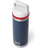 imageYETI Rambler 18 oz Bottle Leakproof Vacuum Insulated Stainless Steel with Chug Cap RidgelineNavyRescue RedWhite