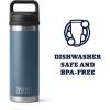 imageYETI Rambler 18 oz Bottle Leakproof Vacuum Insulated Stainless Steel with Chug Cap RidgelineNordic Blue