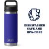 imageYETI Rambler 18 oz Bottle Leakproof Vacuum Insulated Stainless Steel with Chug Cap RidgelineOffshore Blue