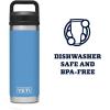 imageYETI Rambler 18 oz Bottle Leakproof Vacuum Insulated Stainless Steel with Chug Cap RidgelinePacific Blue