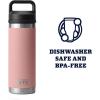 imageYETI Rambler 18 oz Bottle Leakproof Vacuum Insulated Stainless Steel with Chug Cap RidgelineSandstone Pink