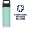 imageYETI Rambler 18 oz Bottle Leakproof Vacuum Insulated Stainless Steel with Chug Cap RidgelineSeafoam
