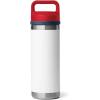 imageYETI Rambler 18 oz Bottle Leakproof Vacuum Insulated Stainless Steel with Chug Cap RidgelineWhiteNavyRescue Red