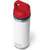 imageYETI Rambler 18 oz Bottle Leakproof Vacuum Insulated Stainless Steel with Chug Cap RidgelineWhiteNavyRescue Red