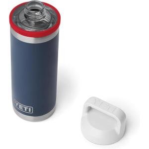 imageYETI Rambler 18 oz Bottle Leakproof Vacuum Insulated Stainless Steel with Chug Cap RidgelineNavyRescue RedWhite