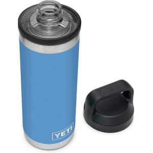 imageYETI Rambler 18 oz Bottle Leakproof Vacuum Insulated Stainless Steel with Chug Cap RidgelinePacific Blue