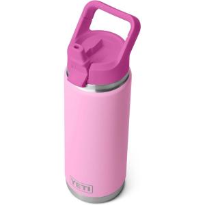 imageYETI Rambler 26 oz Bottle Vacuum Insulated Stainless Steel with Color Matching Straw CapPower PinkWildflower