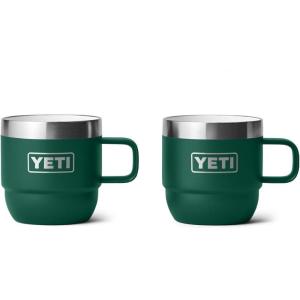imageYETI Rambler 6 oz Stackable Mug Stainless Steel Vacuum Insulated EspressoCoffee Mug 2 PackBlack Forest Green