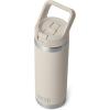 imageYETI Rambler 18 oz Bottle Vacuum Insulated Stainless Steel with Color Matching Straw Cap Royal BlueCape Taupe