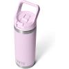 imageYETI Rambler 18 oz Bottle Vacuum Insulated Stainless Steel with Color Matching Straw Cap Royal BlueCherry Blossom  Textured