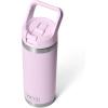 imageYETI Rambler 18 oz Bottle Vacuum Insulated Stainless Steel with Color Matching Straw Cap Royal BlueCherry Blossom  Textured