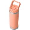 imageYETI Rambler 18 oz Bottle Vacuum Insulated Stainless Steel with Color Matching Straw Cap Royal BlueLowcountry Peach
