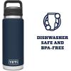 imageYETI Rambler 26 oz Bottle Leakproof Vacuum Insulated Stainless Steel with Chug Cap Sea ViewNavy