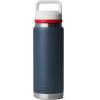 imageYETI Rambler 26 oz Bottle Leakproof Vacuum Insulated Stainless Steel with Chug Cap Sea ViewNavyRescue RedWhiteBadge