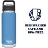 imageYETI Rambler 26 oz Bottle Leakproof Vacuum Insulated Stainless Steel with Chug Cap Sea ViewPacific Blue