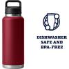 imageYETI Rambler 46 oz Bottle Leakproof Vacuum Insulated Stainless Steel with Chug Cap Sea ViewHarvest Red