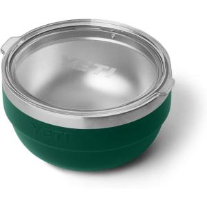 imageYETI Rambler Bowls Vacuum Insulated Stackable and Nestable Stainless Steel Bowl with Lid 1 Quart Sea StoneBlack Forest Green