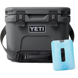 image:imageYETI Roadie 15 Hard Cooler with DoubleDuty Shoulder Strap Charcoal with ICE Sheet Refreezable Reusable Cooler Ice Pack Large