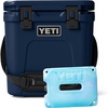 image:imageYETI Roadie 24 20 Hard Cooler with DoubleDuty Shoulder Strap and Drain Plug Navy with ICE Block Refreezable Reusable Cooler Ice Pack 4 lb