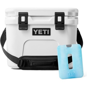 image:imageYETI Roadie 15 Hard Cooler with DoubleDuty Shoulder Strap White with ICE Sheet Refreezable Reusable Cooler Ice Pack Large