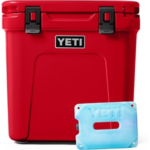 image:imageYETI Roadie 48 Wheeled Cooler with Retractable Periscope Handle Rescue Red with ICE Block Refreezable Reusable Cooler Ice Pack 4 lb