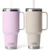 image:imageYETI Rambler 42 oz Tumbler with Handle and Straw Lid Travel Mug Water Tumbler Vacuum Insulated Cup with Handle Stainless Steel Cherry Blossom  Textured and Cape Taupe