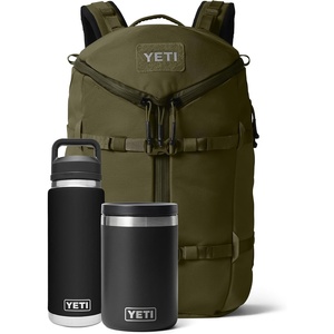 image:imageYETI Rambler 26 oz Black Chug Cap Bottle and 16 oz Black Food Jar Leakproof Vacuum Insulated with YETI Ranchero 27L Backpack AllDay Utility Pack Olive