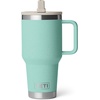 image:imageYETI Rambler 30 oz Travel Mug with Flip Straw Lid  Stainless Steel Vacuum Insulated Leakproof Cup Holder Friendly GrasshopperSea StoneTextured